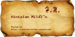 Hintalan Milán névjegykártya